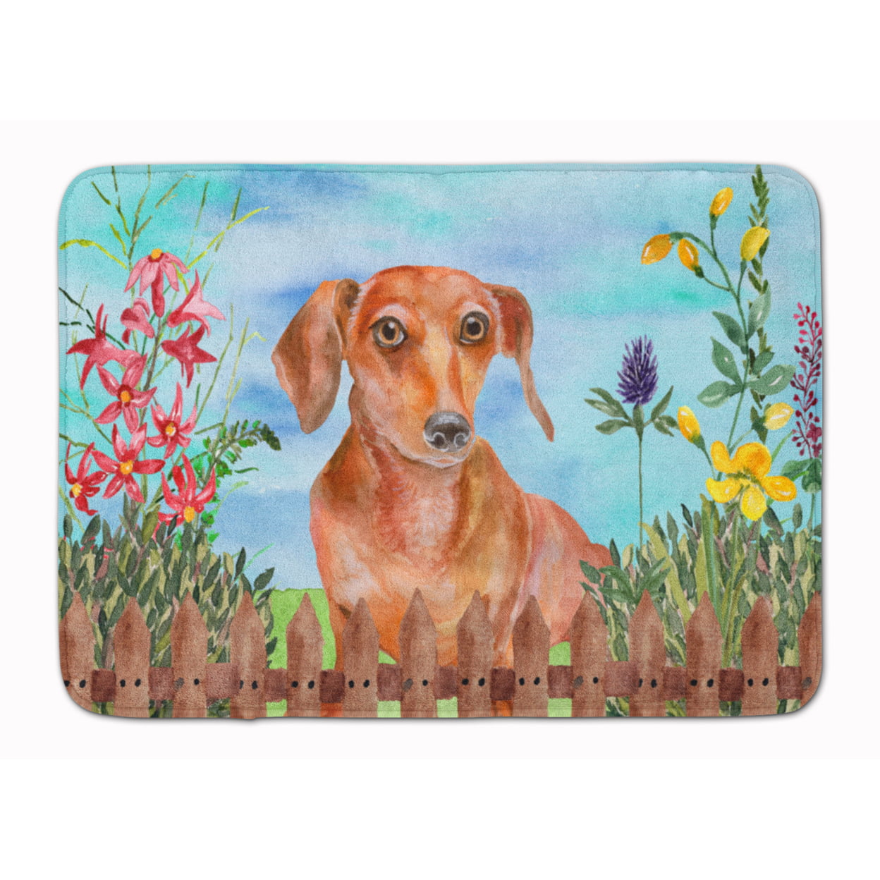 Red Dachshund Spring Machine Washable Memory Foam Mat