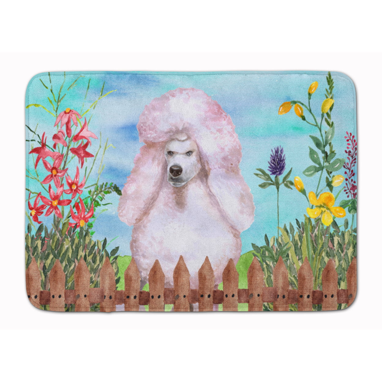 CK1279RUG White Standard Poodle Spring Machine Washable Memory Foam Mat