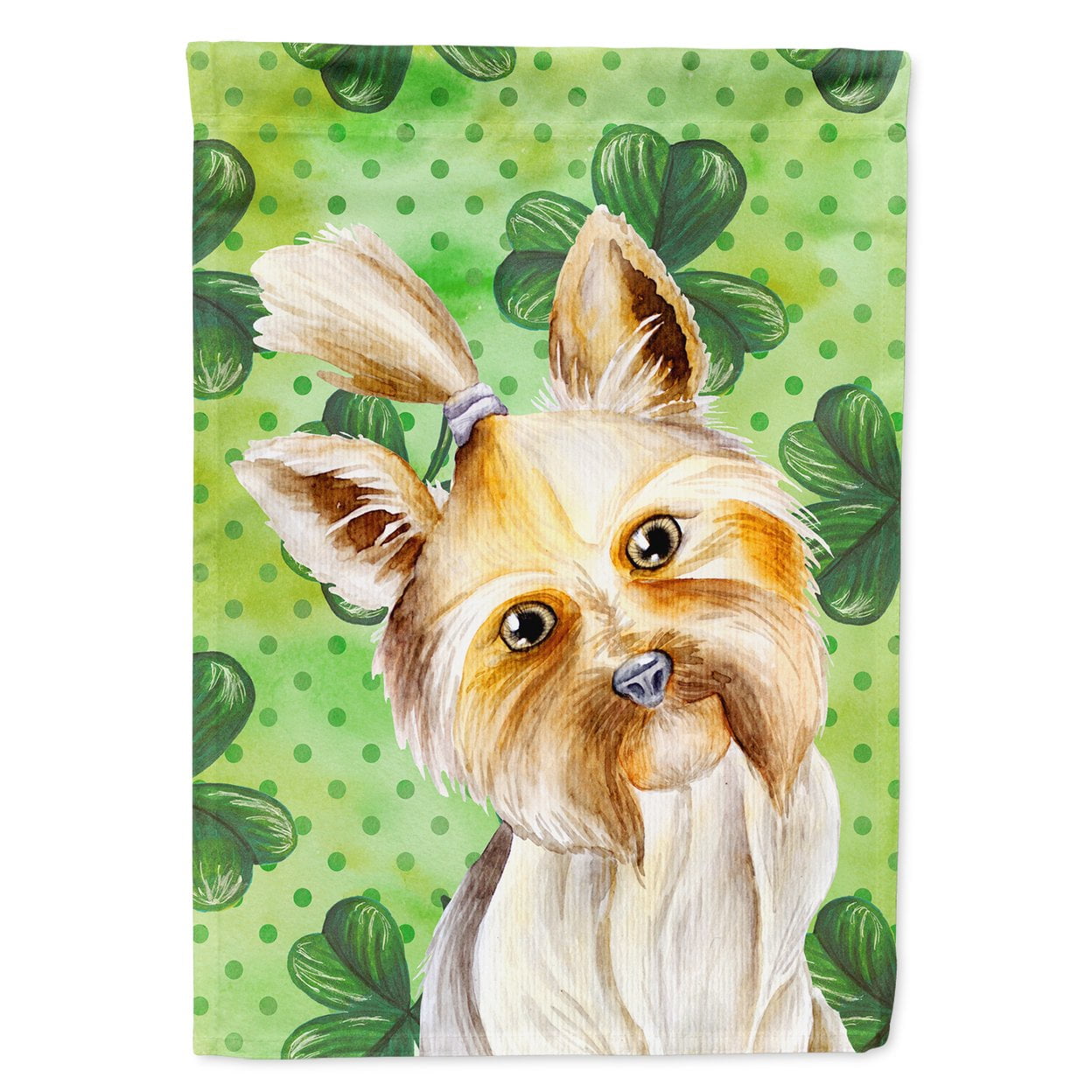 Yorkie Yorkshier Terrier Shamrocks Flag Canvas - House Size