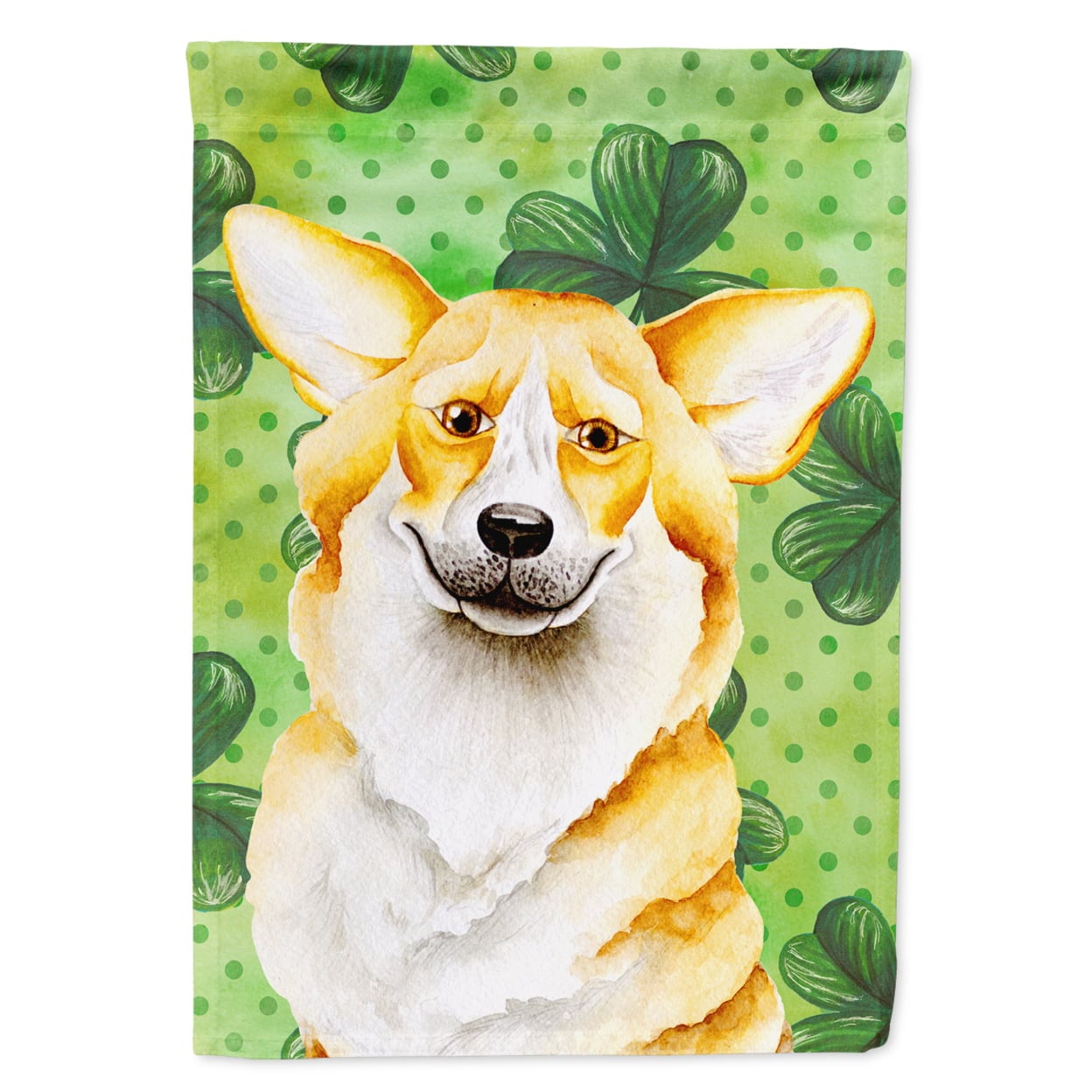 Corgi Shamrocks Flag Canvas - House Size