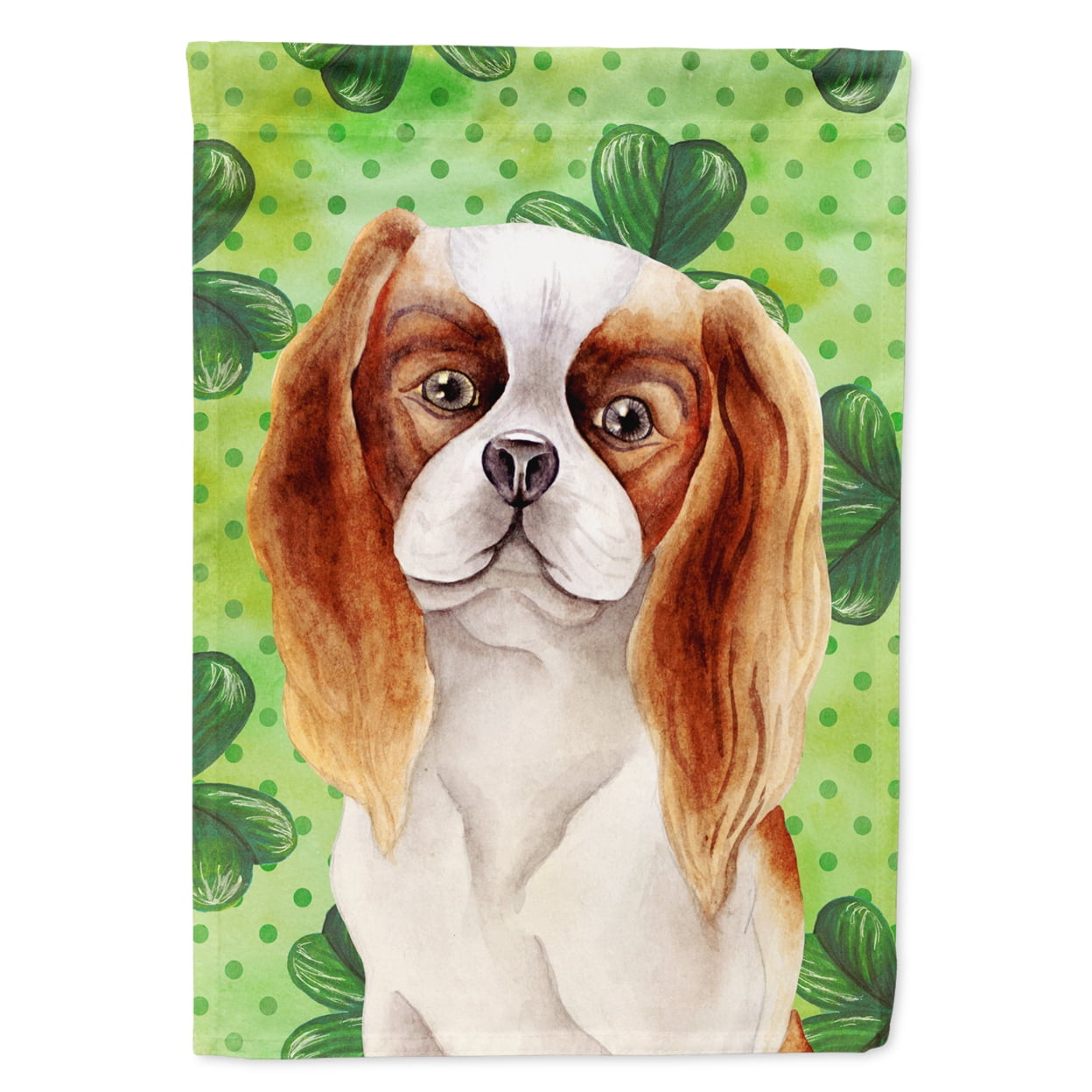 CK1398CHF Cavalier Spaniel Shamrocks Flag Canvas - House Size