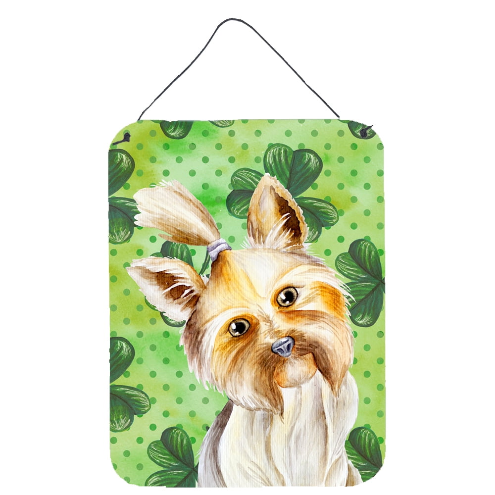 Yorkie Yorkshier Terrier Shamrocks Wall or Door Hanging Prints