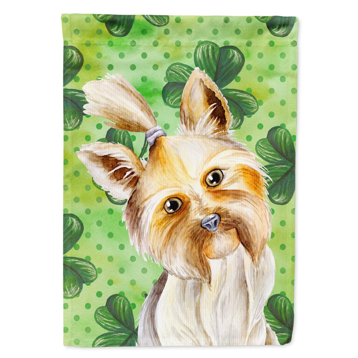 Yorkie Yorkshier Terrier Shamrocks Flag - Garden Size