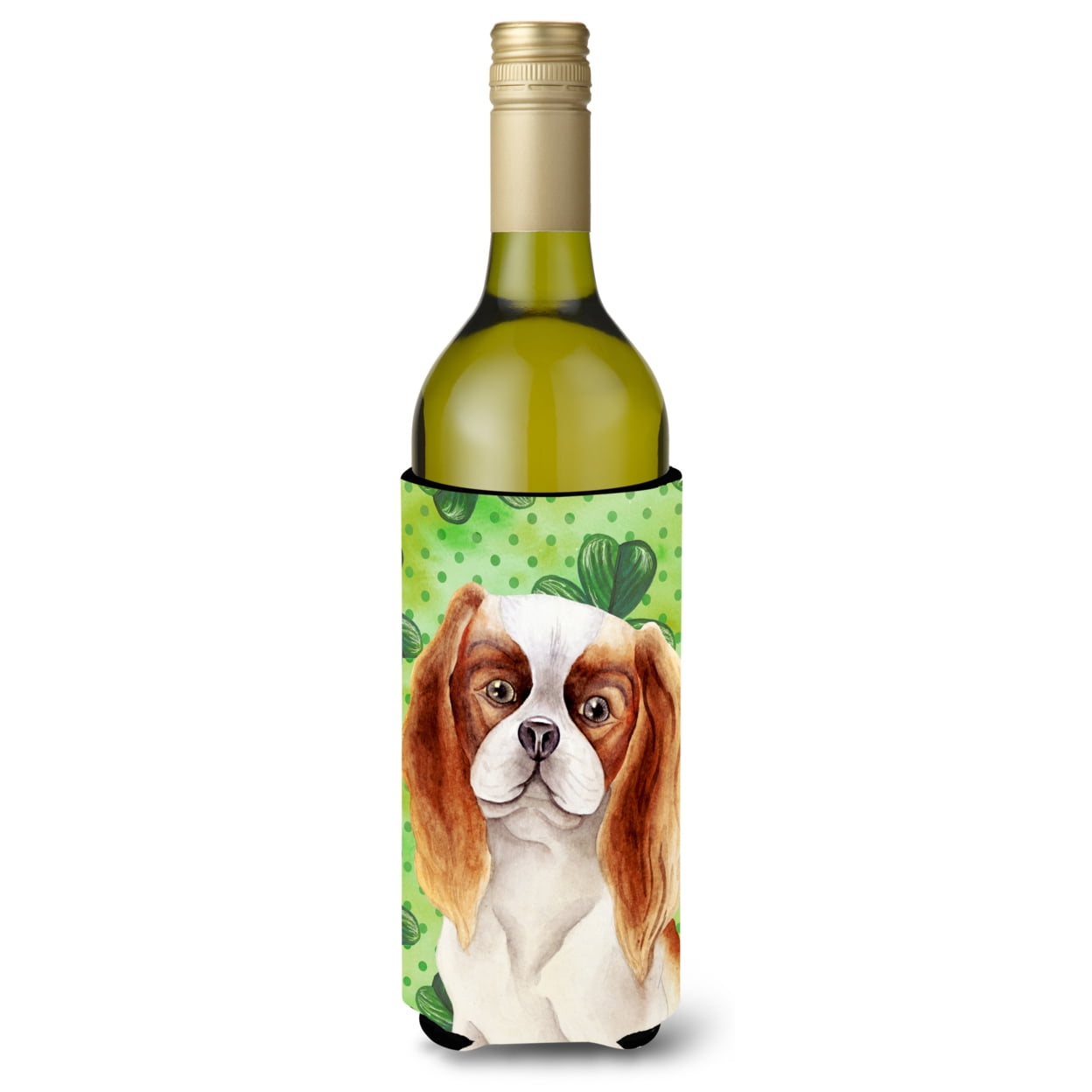 Cavalier Spaniel Shamrocks Wine Bottle Beverge Insulator Hugger