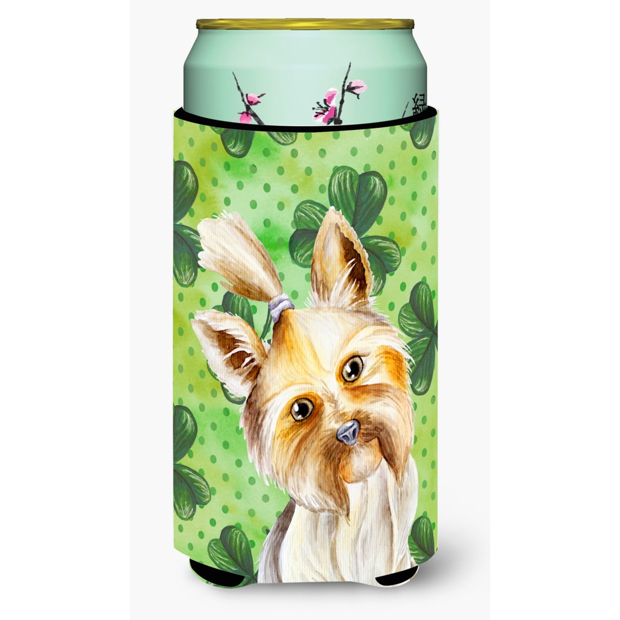 Yorkie Yorkshier Terrier Shamrocks Tall Boy Beverage Insulator Hugger