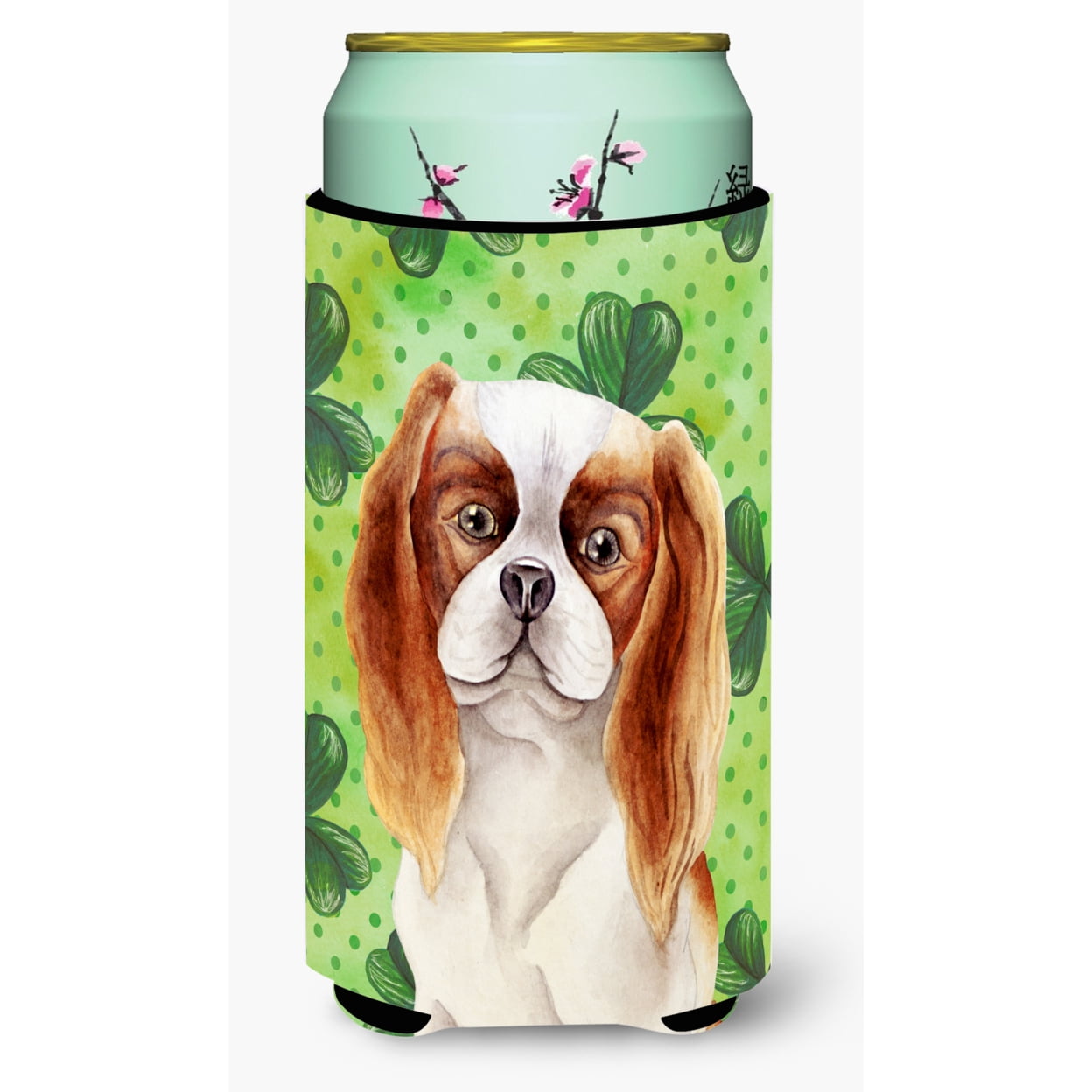 Cavalier Spaniel Shamrocks Tall Boy Beverage Insulator Hugger