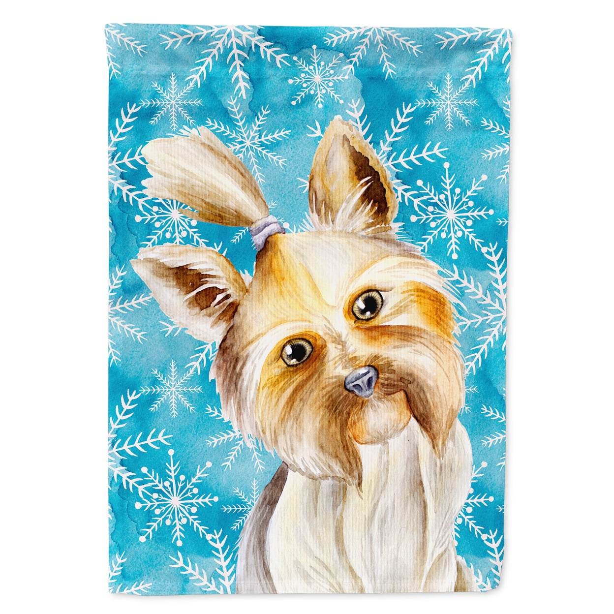 Yorkie Yorkshier Terrier Winter Flag Canvas - House Size