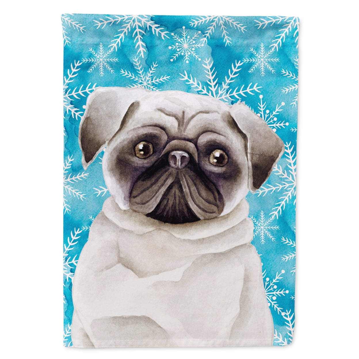 Pug Winter Flag Canvas - House Size