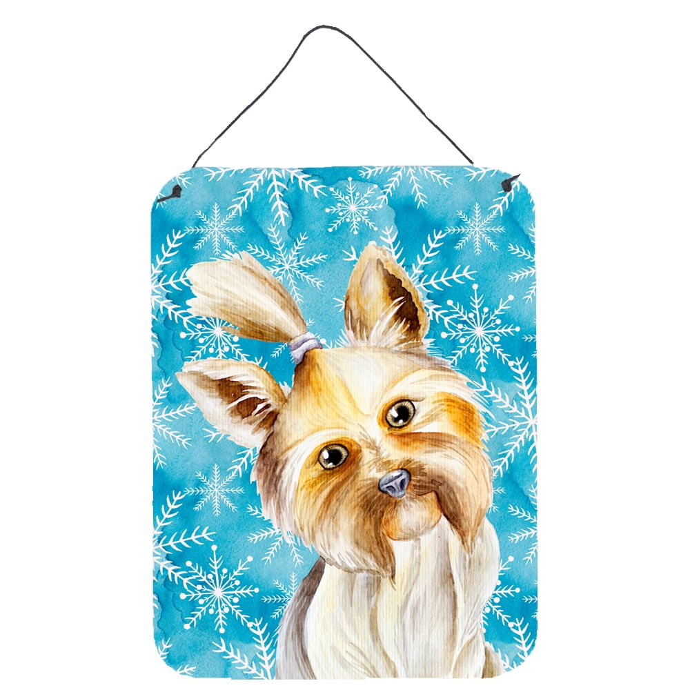 Yorkie Yorkshier Terrier Winter Wall or Door Hanging Prints