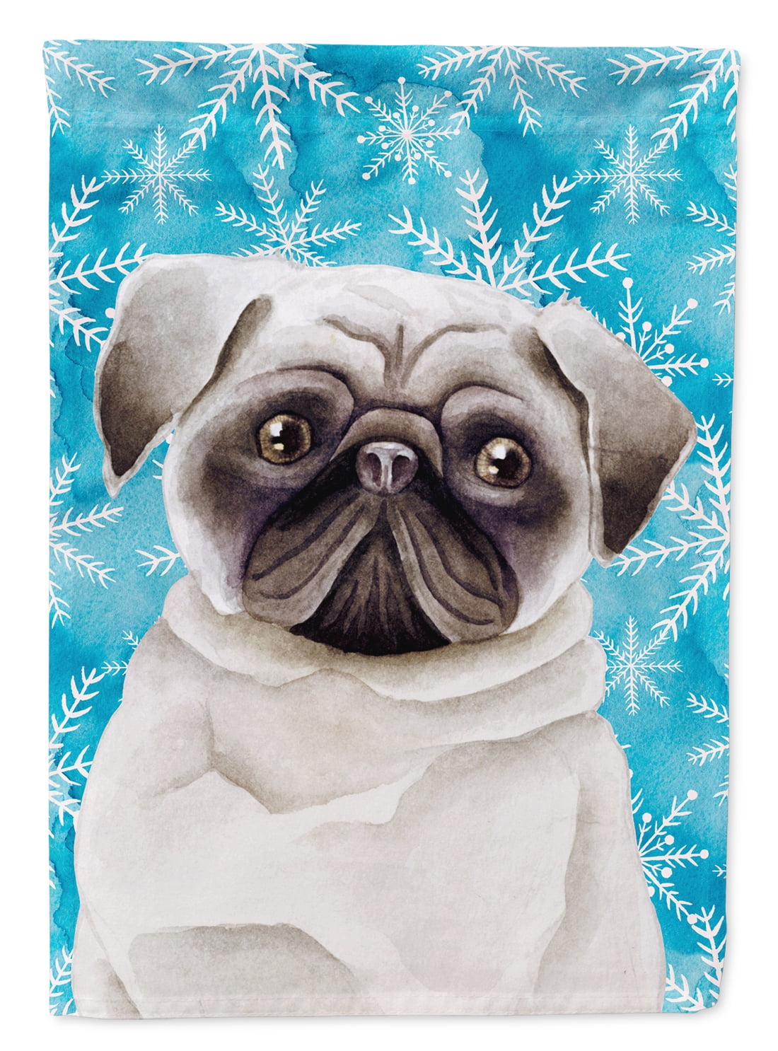 Pug Winter Flag - Garden Size