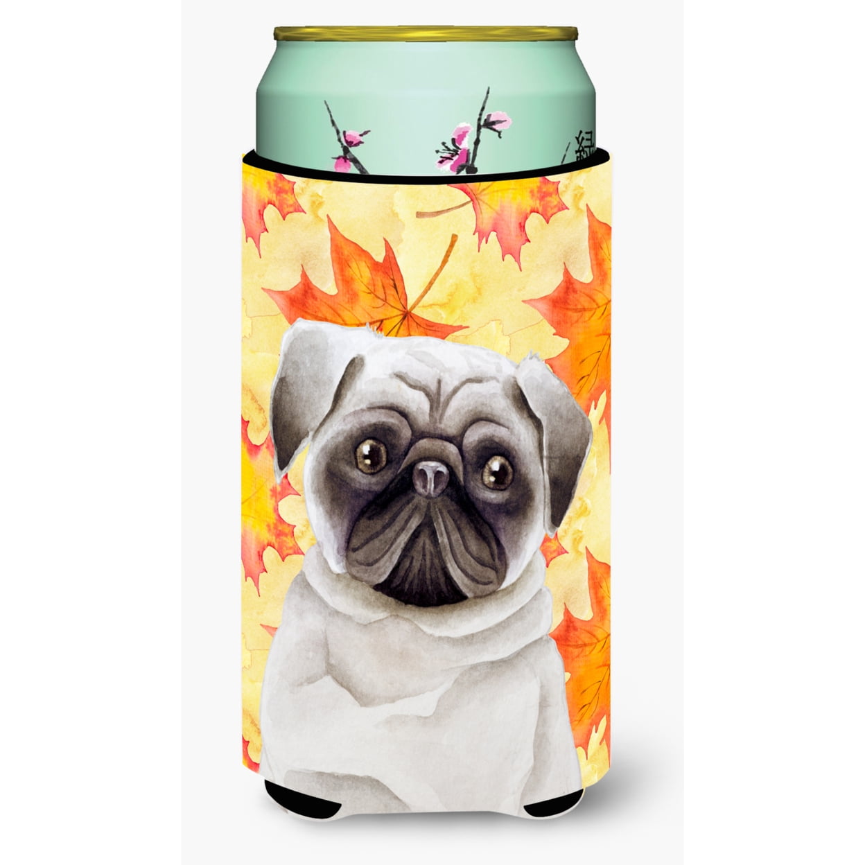 Pug Fall Tall Boy Beverage Insulator Hugger