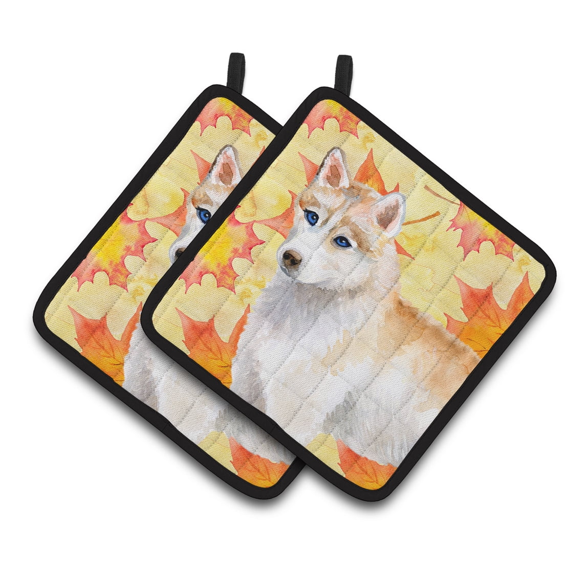 Siberian Husky Fall Pair of Pot Holders