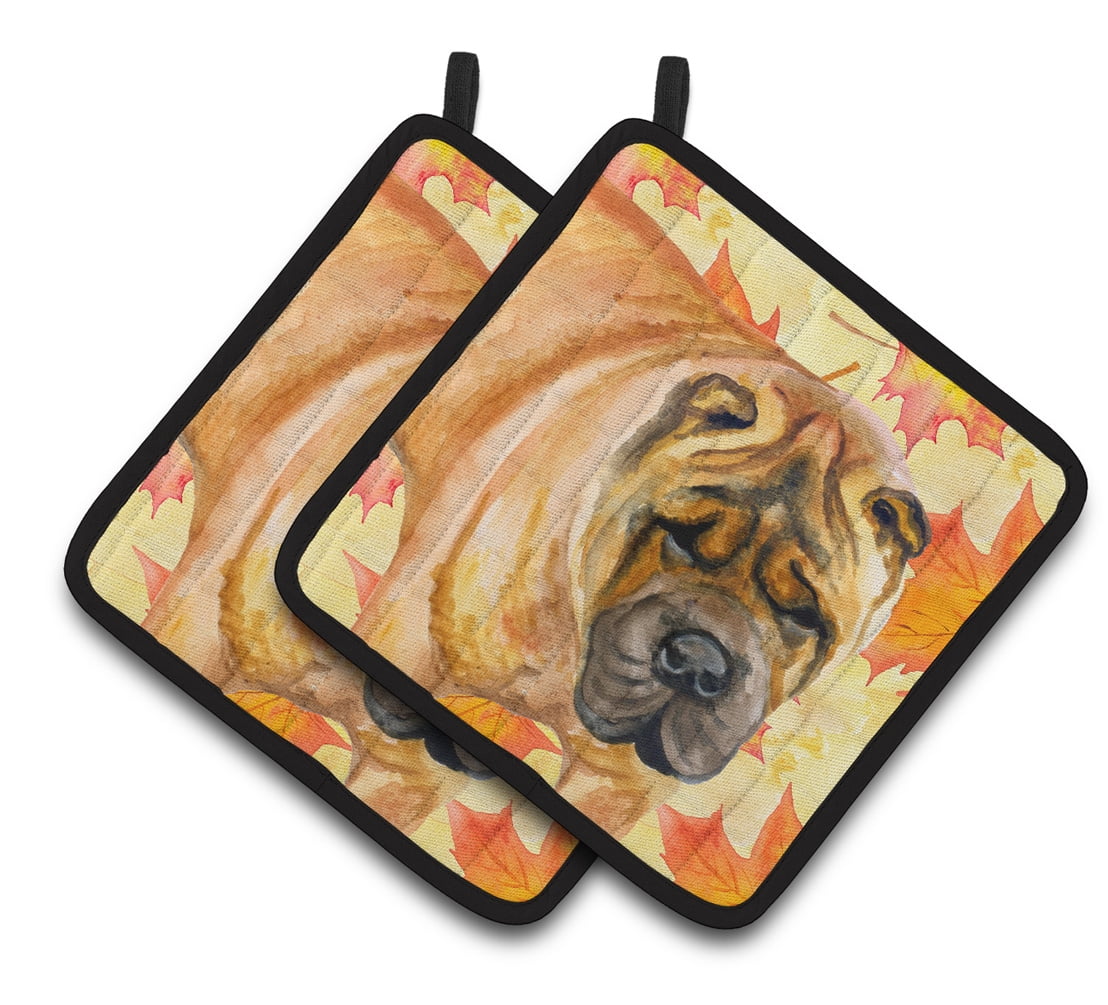 Shar Pei Fall Pair of Pot Holders