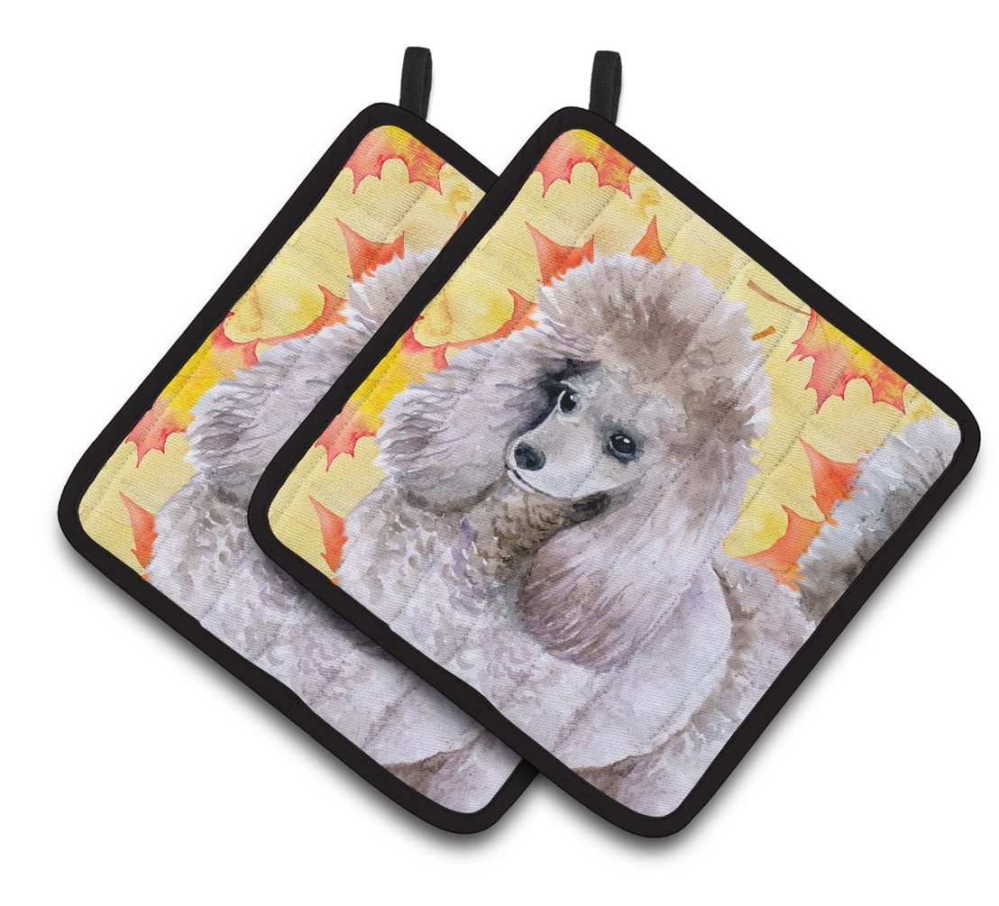 Poodle Fall Pair of Pot Holders
