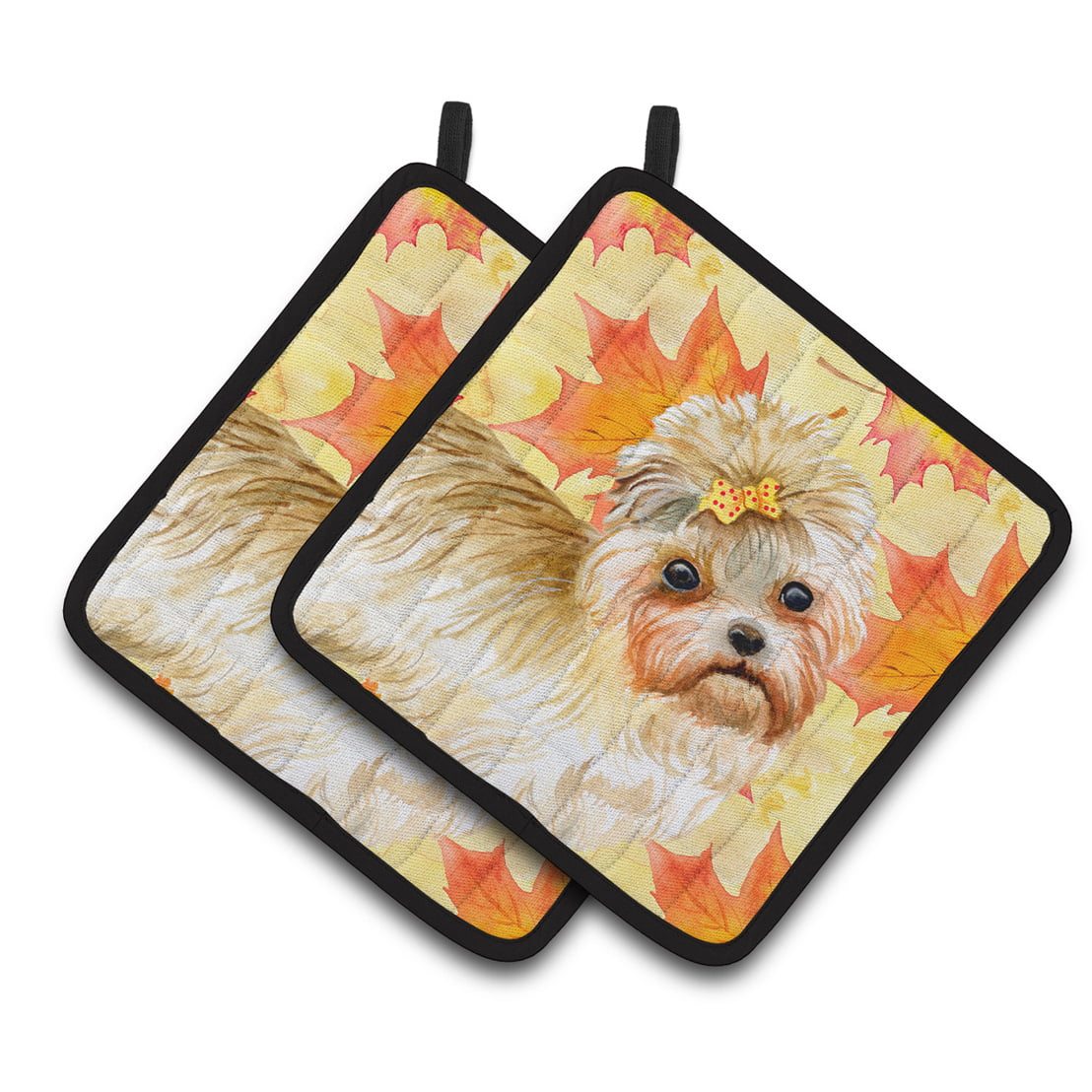 Morkie Fall Pair of Pot Holders