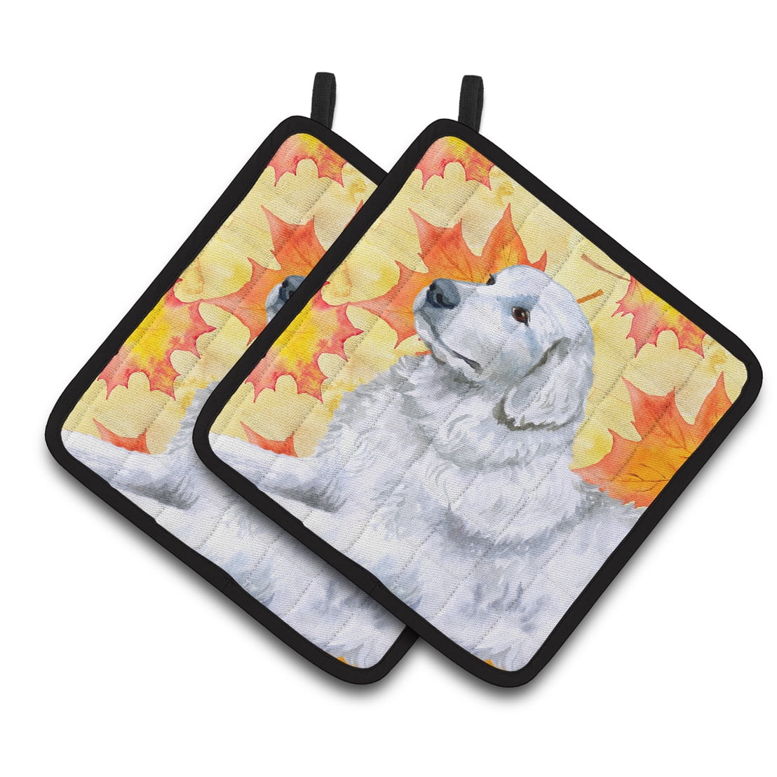 Maremma Sheepdog Fall Pair of Pot Holders