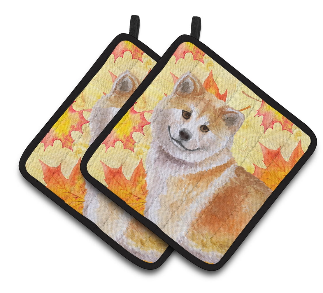 Shiba Inu Fall Pair of Pot Holders