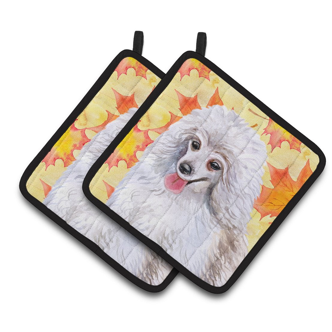 BB9944PTHD Medium White Poodle Fall Pair of Pot Holders