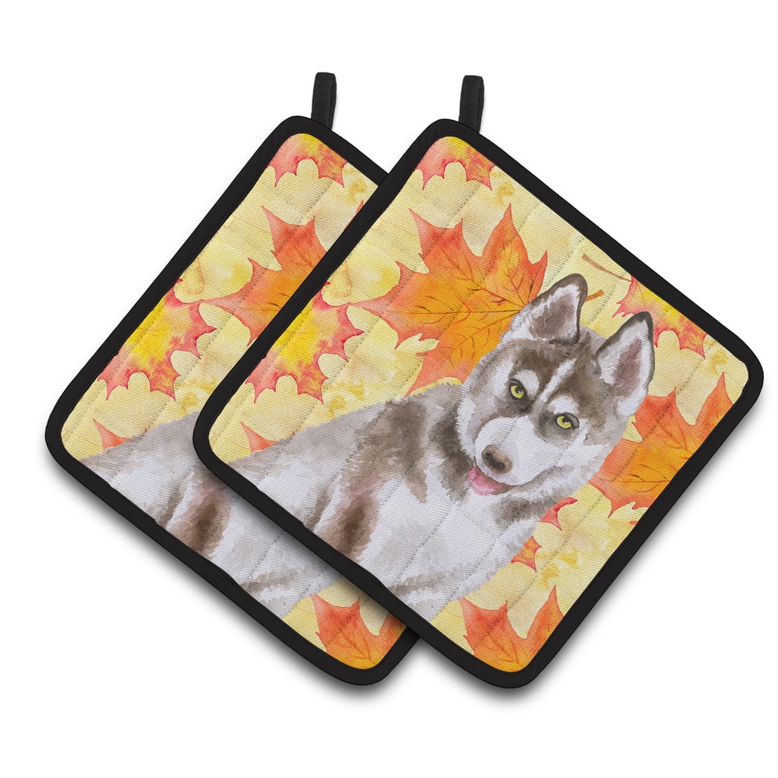 Siberian Husky Grey Fall Pair of Pot Holders