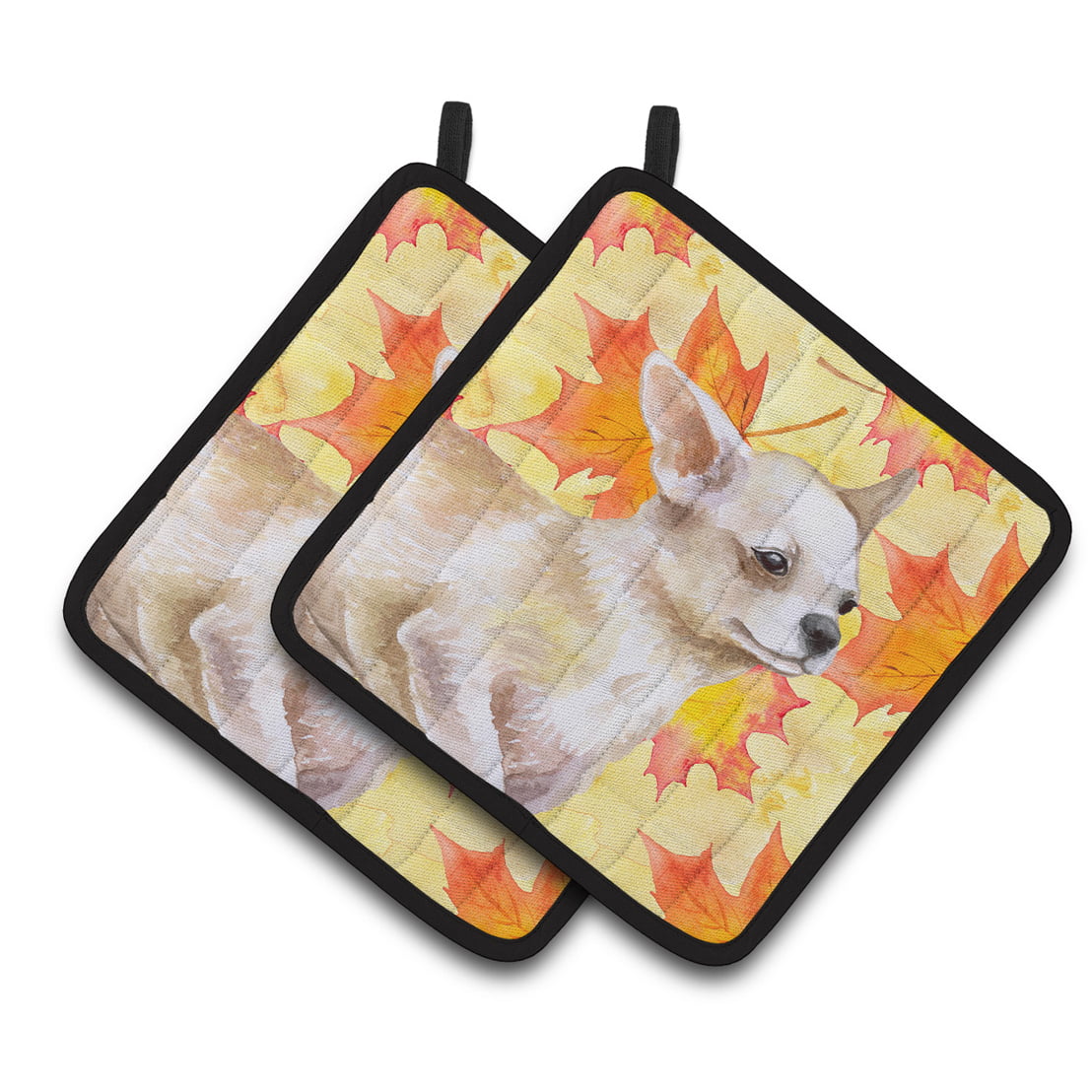 Chihuahua Leg up Fall Pair of Pot Holders