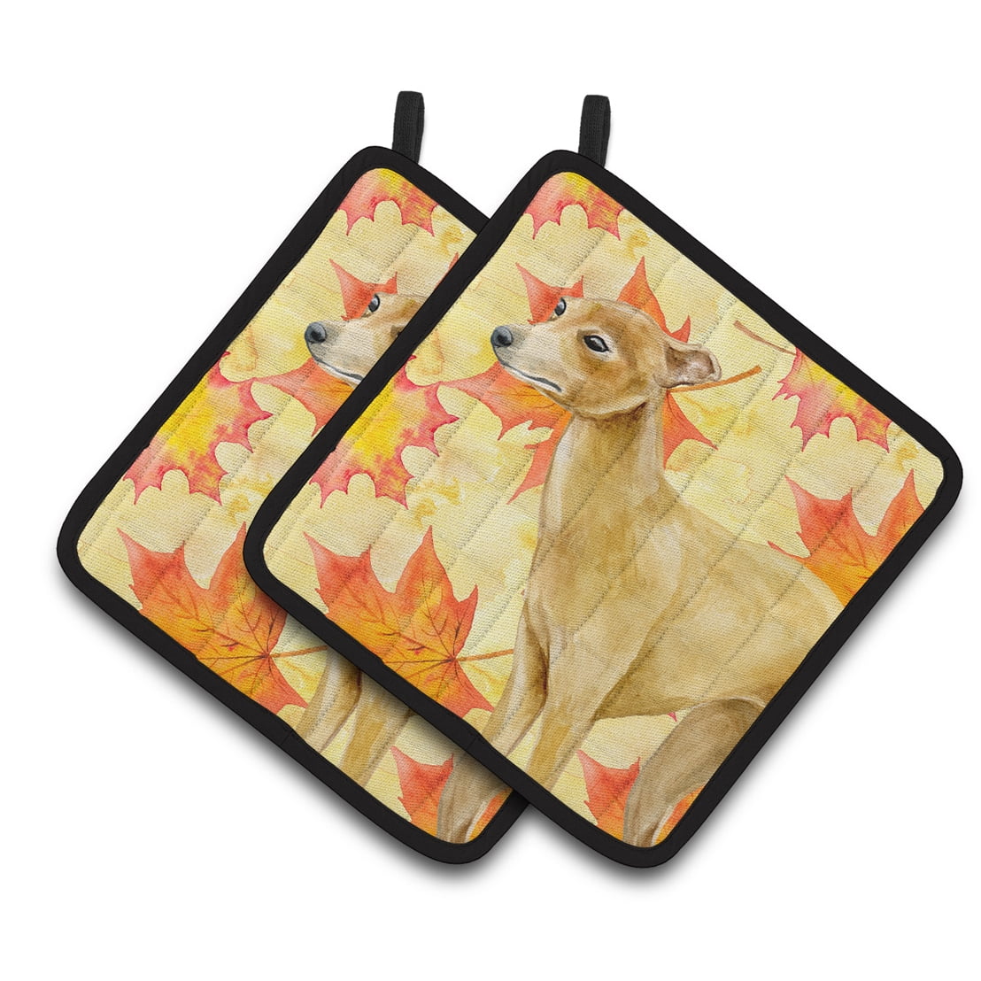 Italian Greyhound Fall Pair of Pot Holders