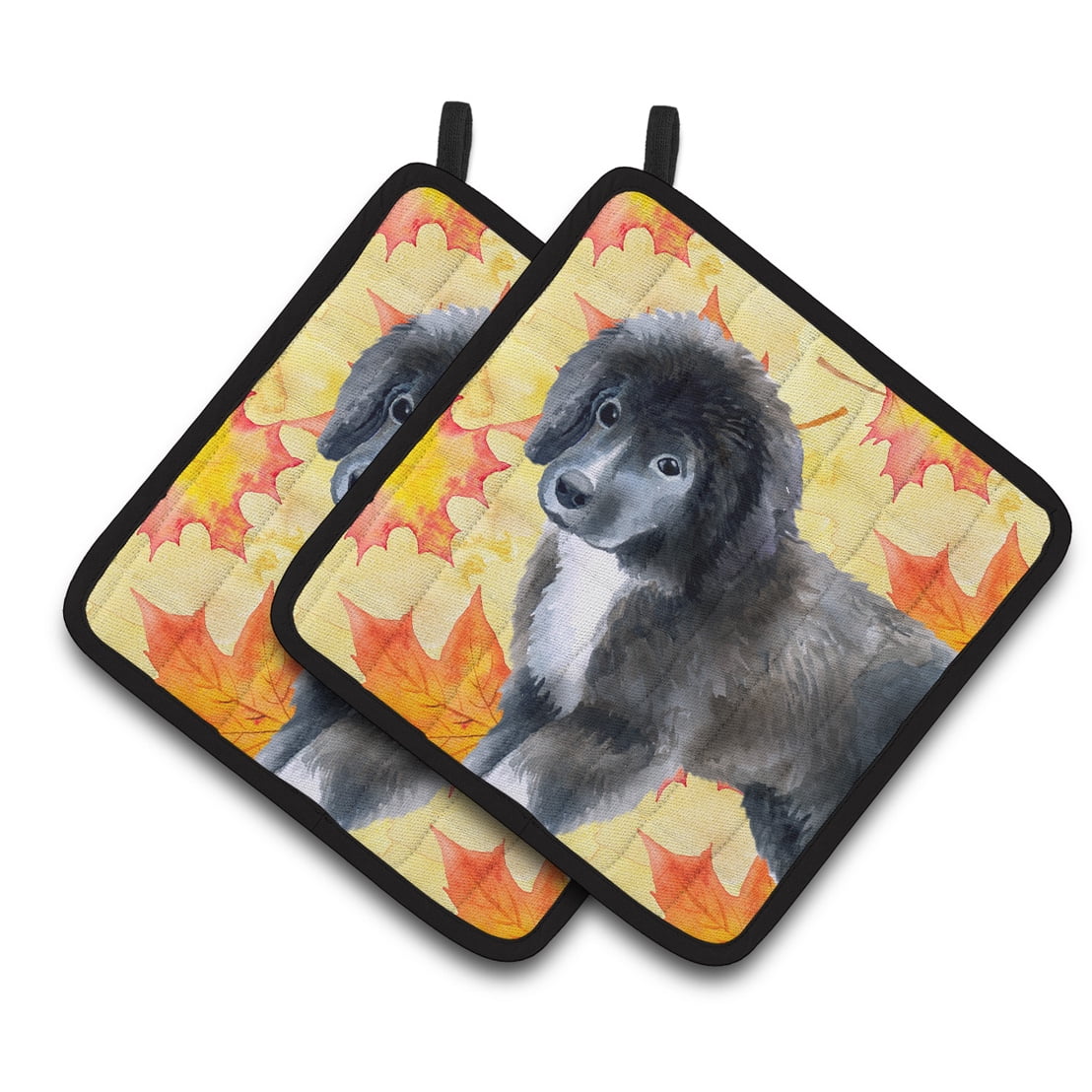 Newfoundland Puppy Fall Pair of Pot Holders