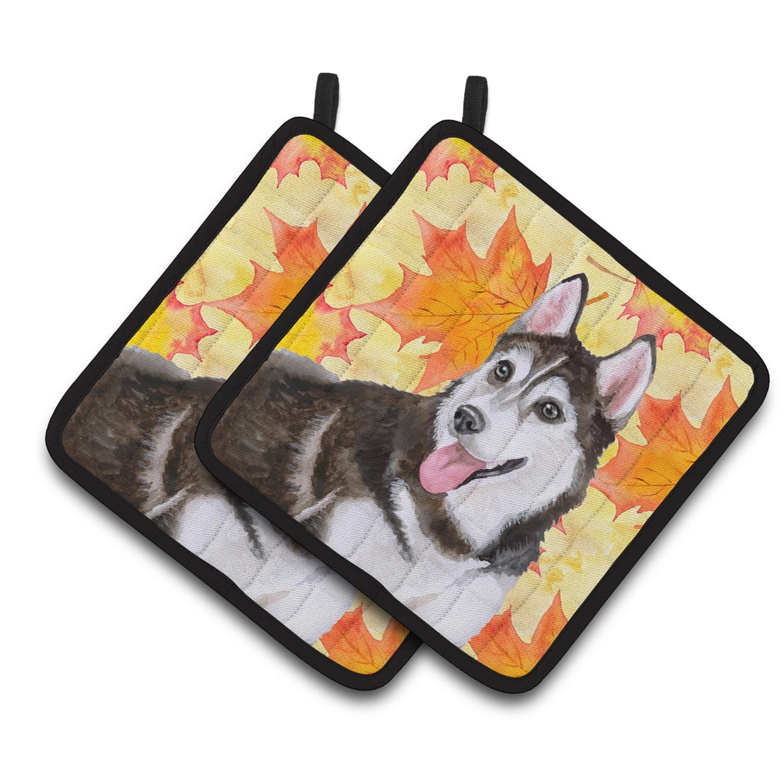Siberian Husky No. 2 Fall Pair of Pot Holders