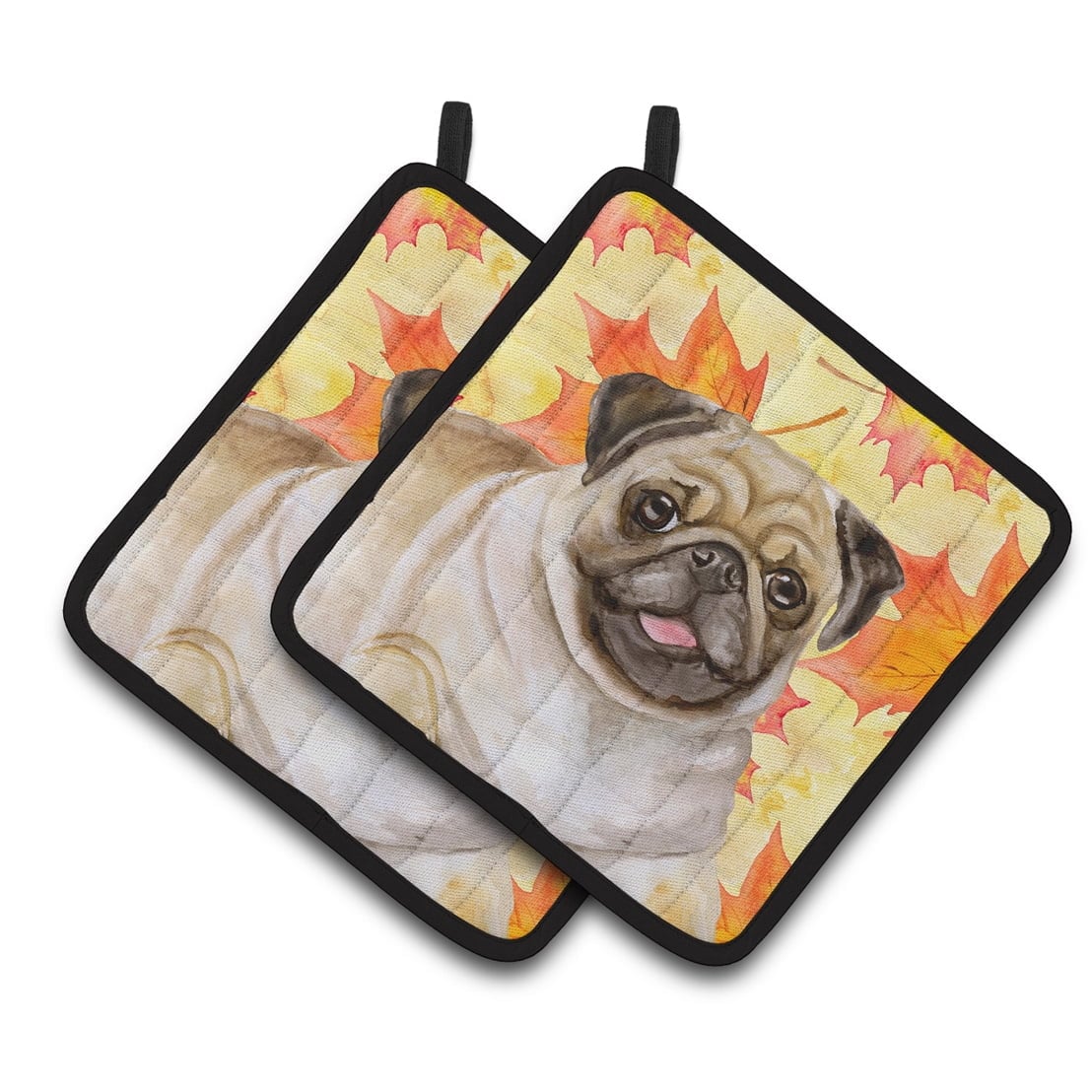 Fawn Pug Fall Pair of Pot Holders