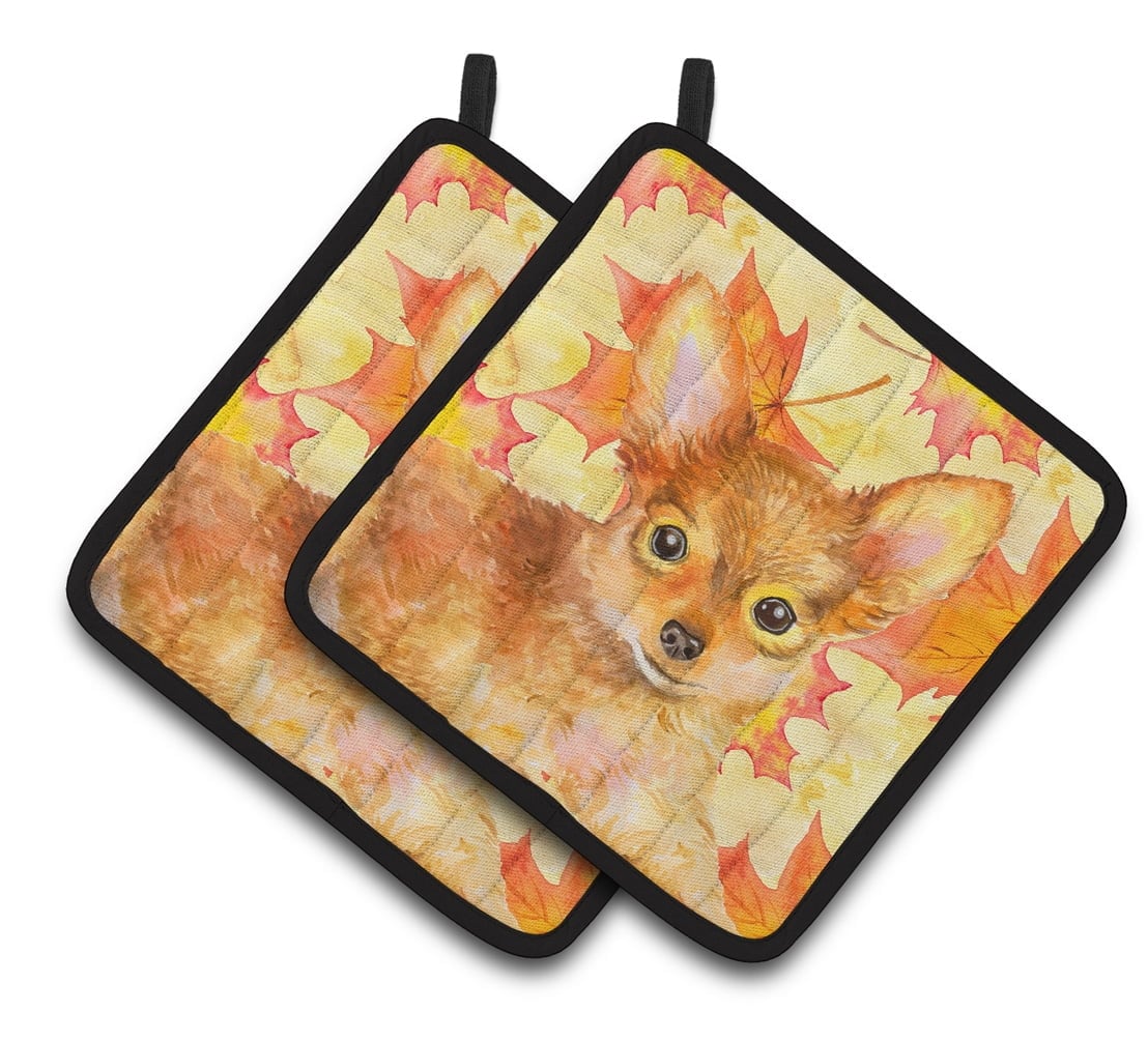 Toy Terrier Fall Pair of Pot Holders