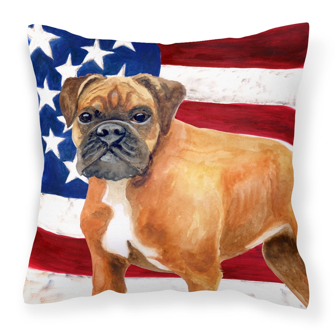 German Boxer Patriotic Fabric Decorative Pillow