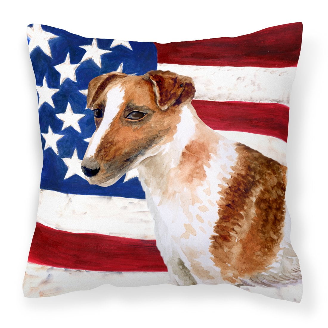Smooth Fox Terrier Patriotic Fabric Decorative Pillow