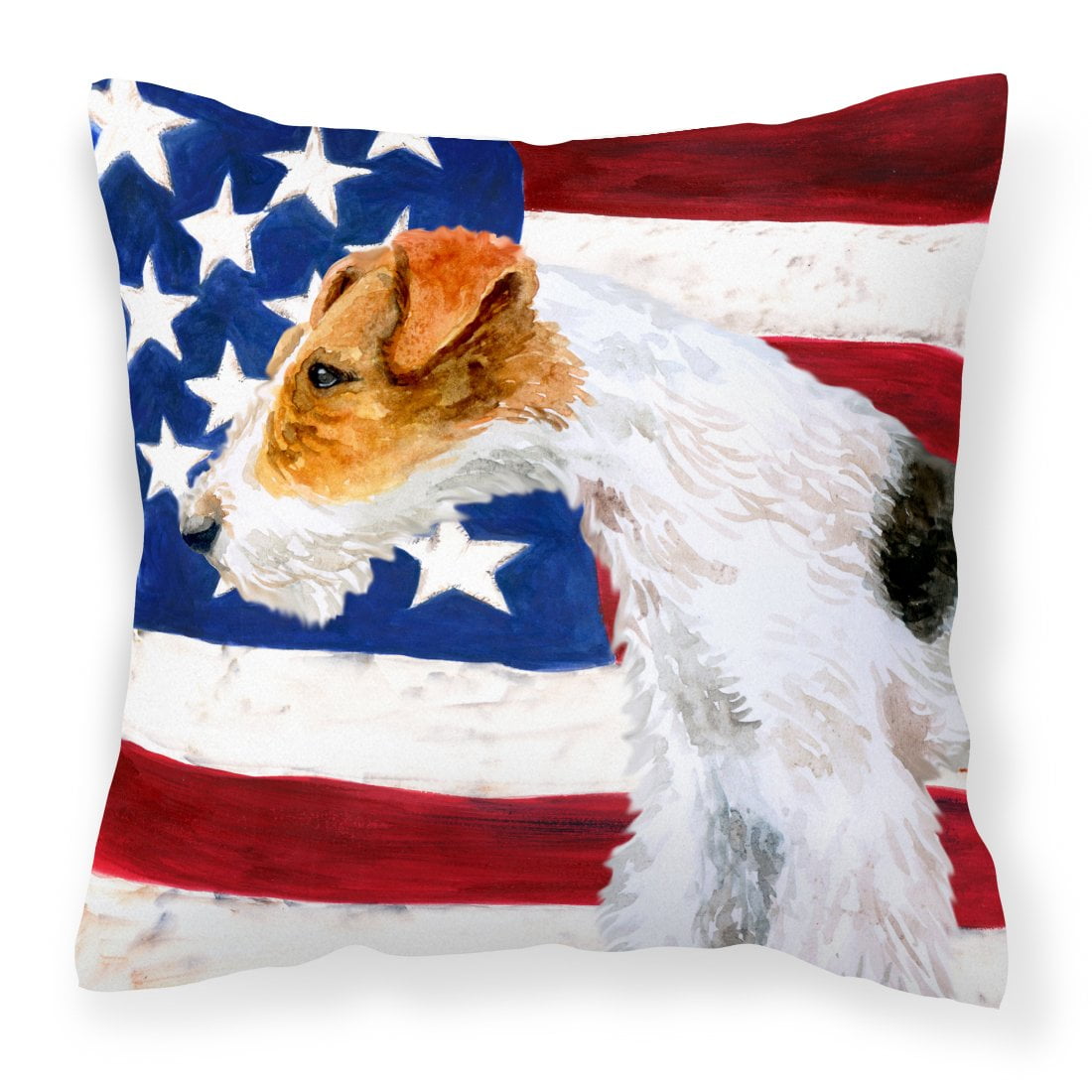 Fox Terrier Patriotic Fabric Decorative Pillow