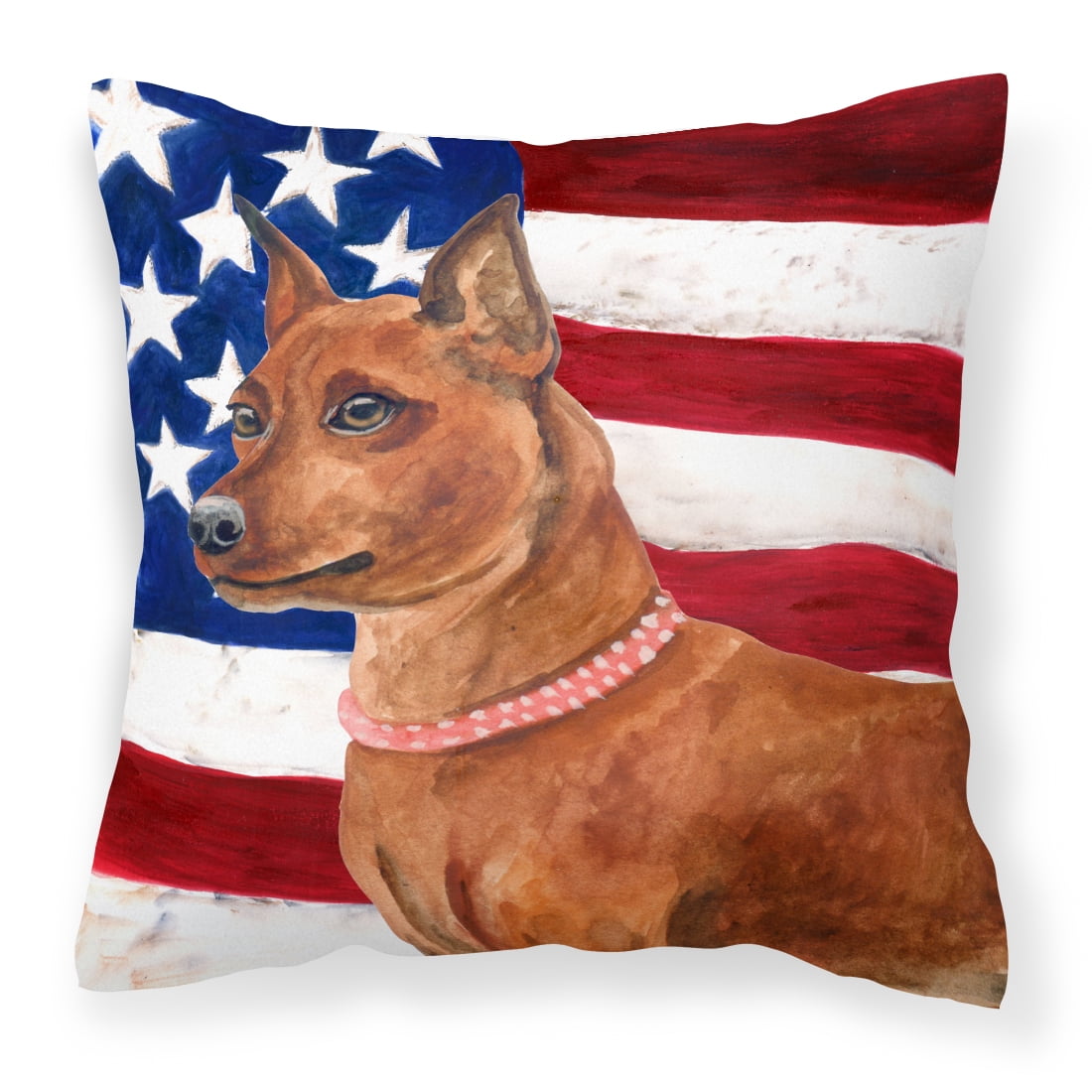 Miniature Pinscher Patriotic Fabric Decorative Pillow