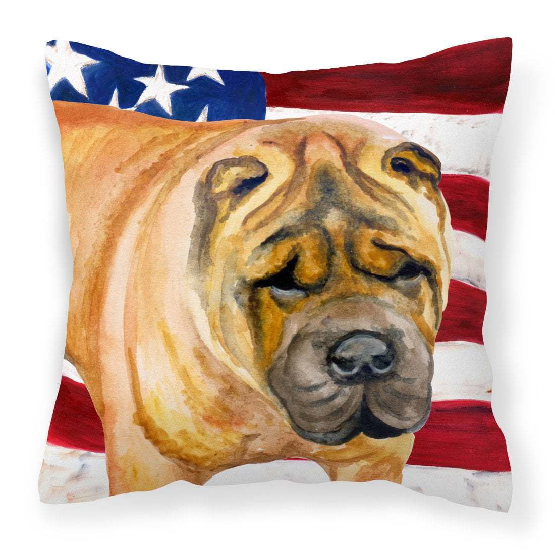 Shar Pei Patriotic Fabric Decorative Pillow