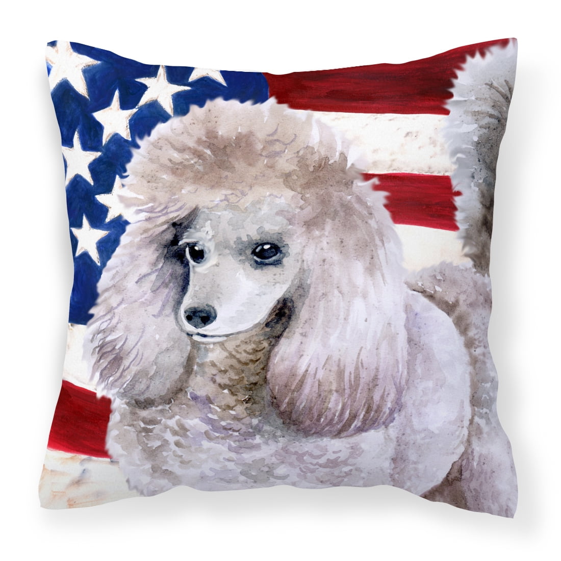 Poodle Patriotic Fabric Decorative Pillow