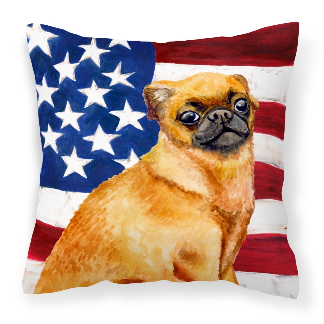Small Brabant Griffon Patriotic Fabric Decorative Pillow
