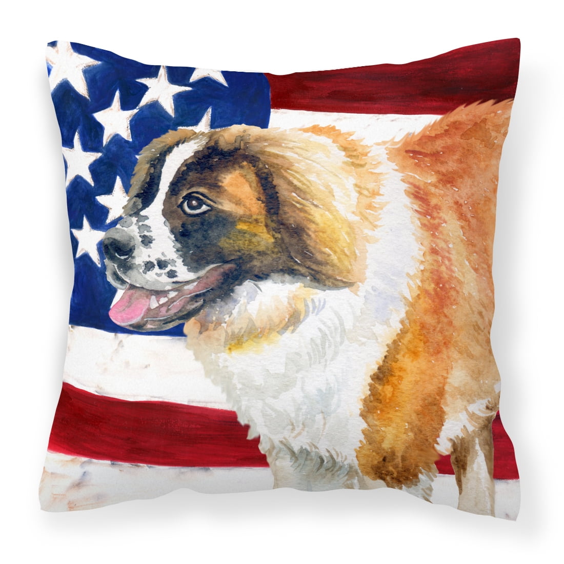 Saint Bernard Patriotic Fabric Decorative Pillow