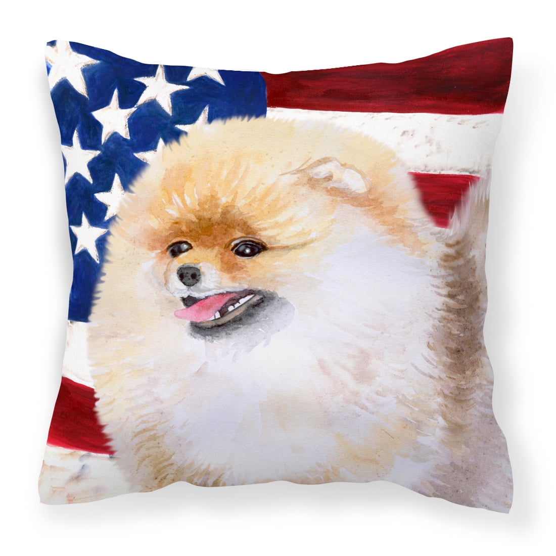 Pomeranian Patriotic Fabric Decorative Pillow