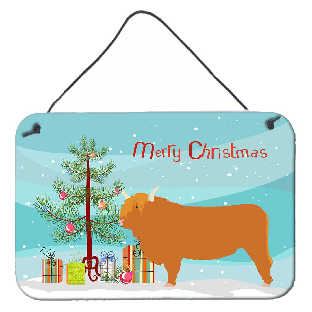 Highland Cow Christmas Wall or Door Hanging Prints