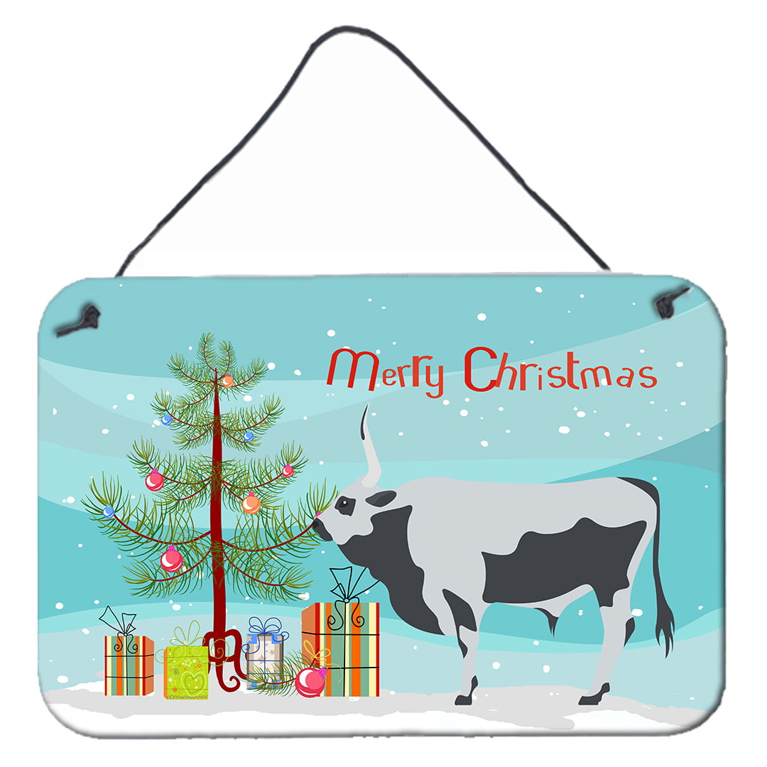 Hungarian Grey Steppe Cow Christmas Wall or Door Hanging Prints