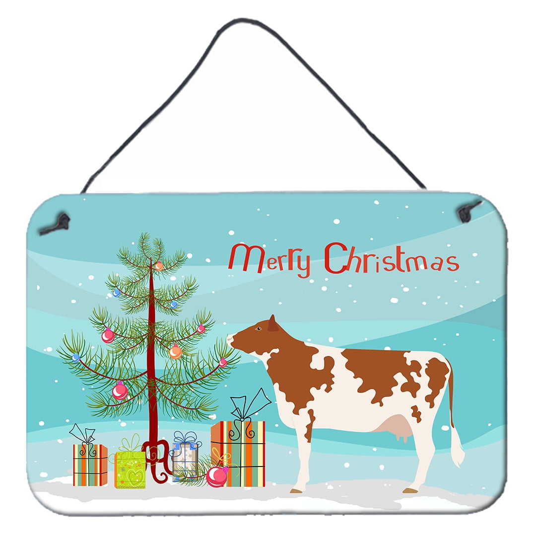 Ayrshire Cow Christmas Wall or Door Hanging Prints