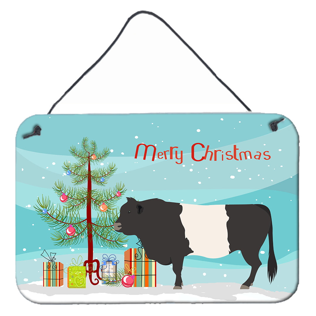 Belted Galloway Cow Christmas Wall or Door Hanging Prints