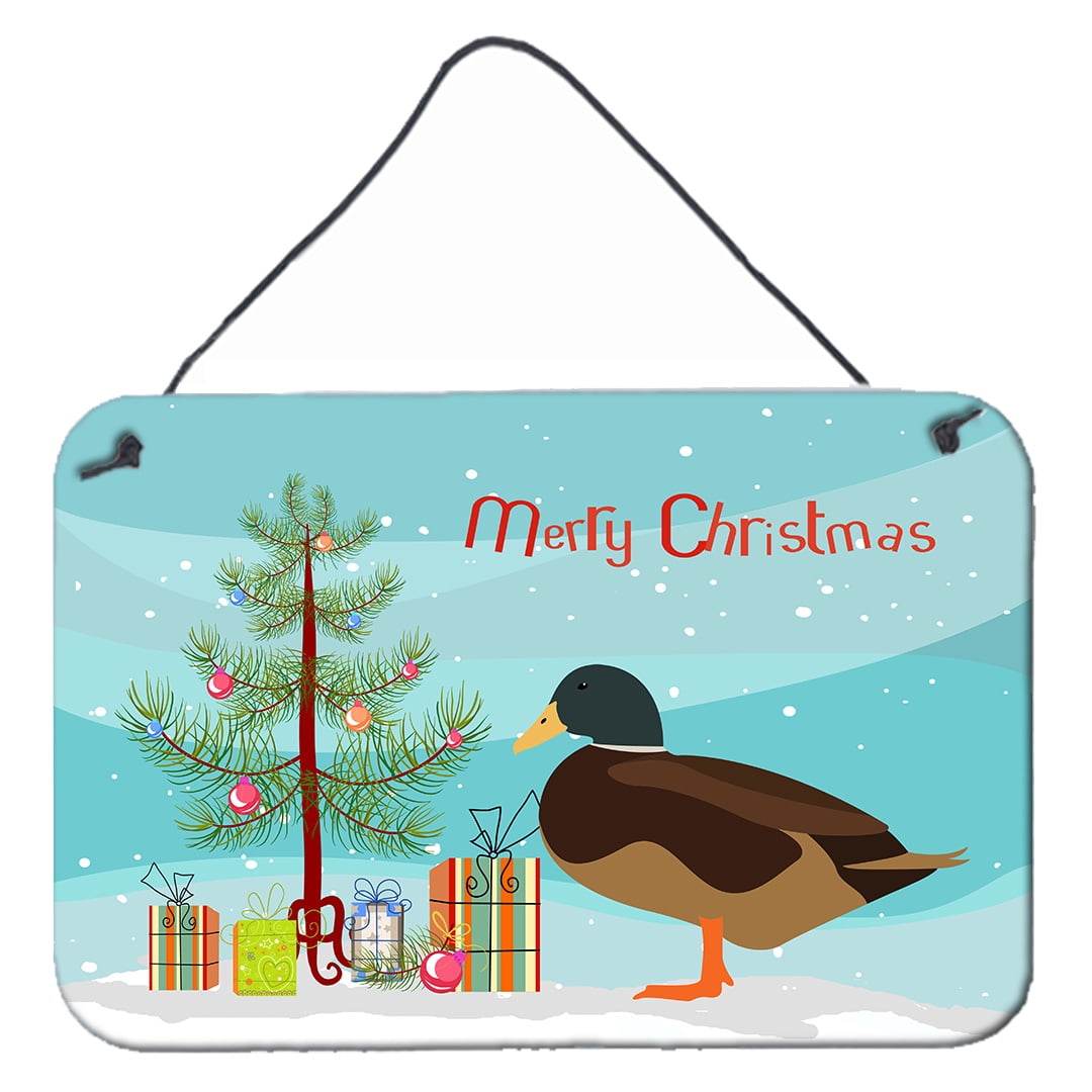 Silver Bantam Duck Christmas Wall or Door Hanging Prints