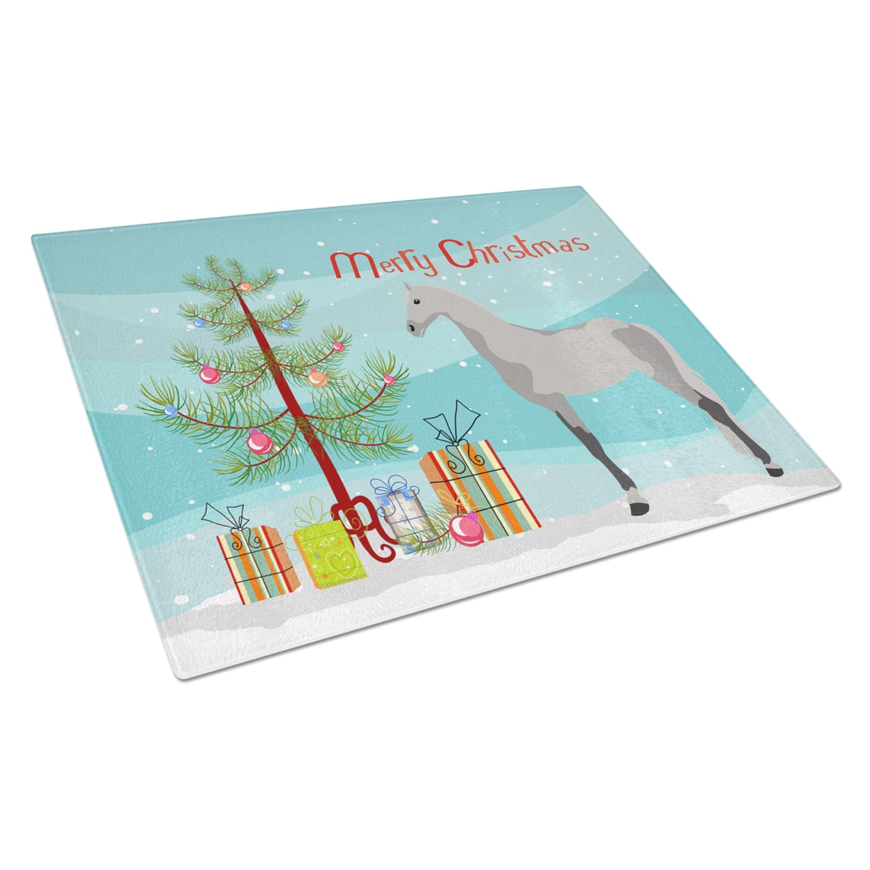 Orlov Trotter Horse Christmas Glass Cutting Board - Large