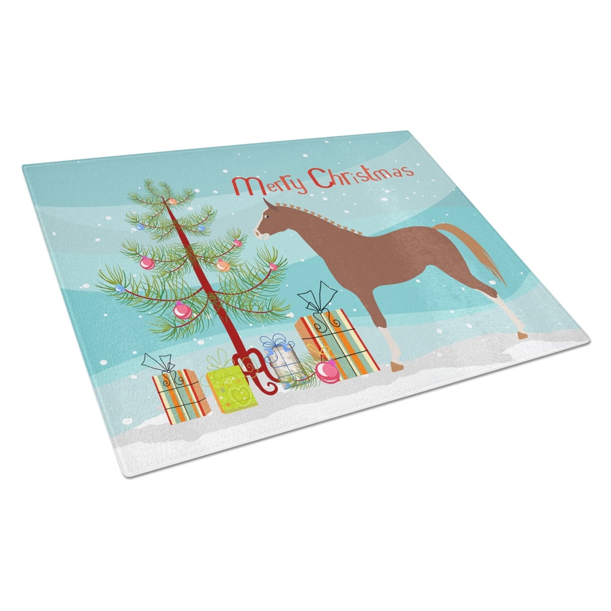 Hannoverian Horse Christmas Glass Cutting Board - Large