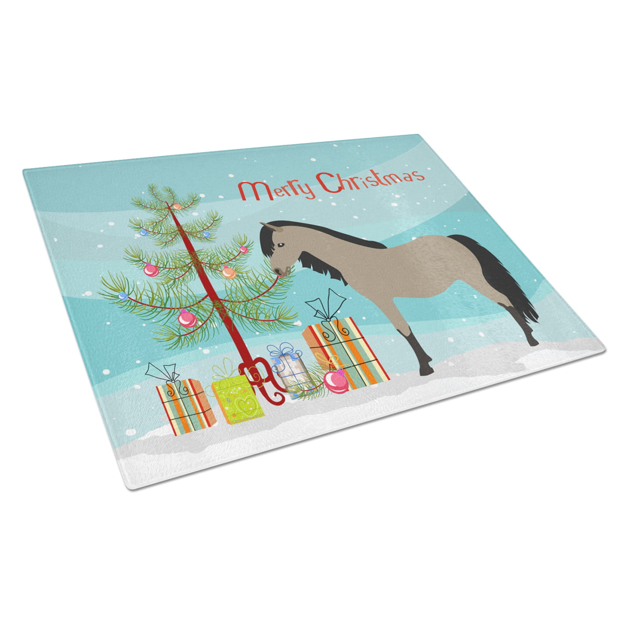 Welsh Pony Horse Christmas Glass Cutting Board - Large