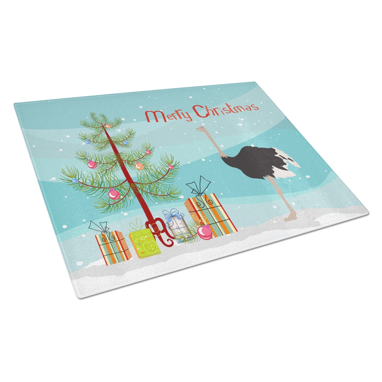 Common Ostrich Christmas Glass Cutting Board - Large