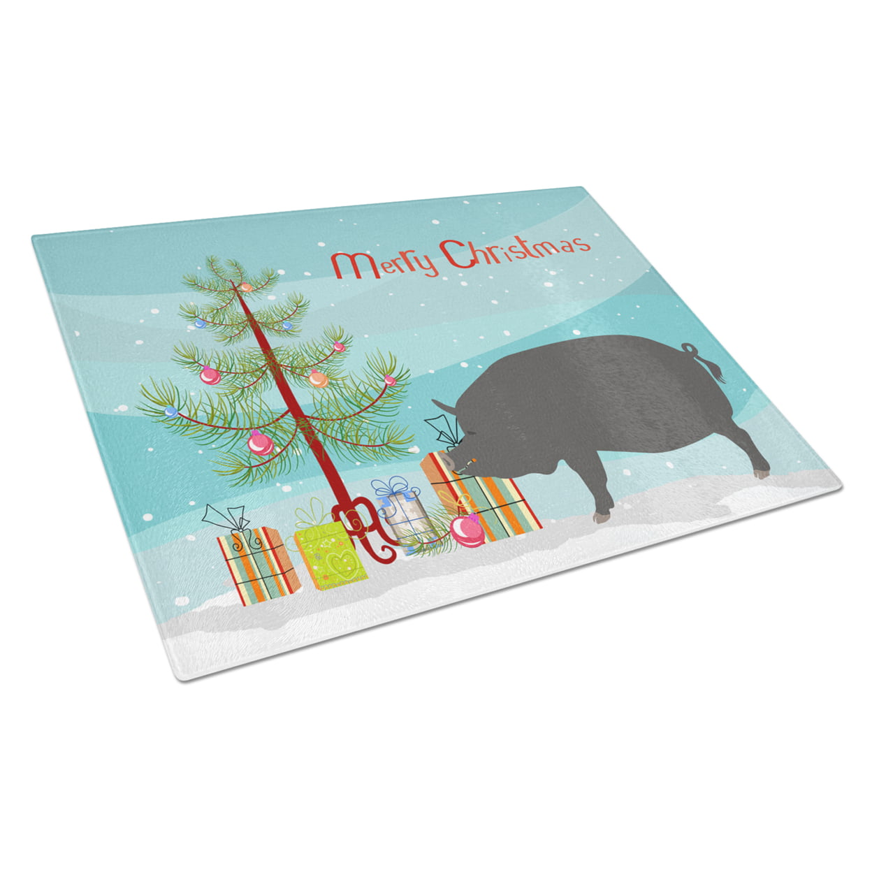 Berkshire Pig Christmas Glass Cutting Board - Large