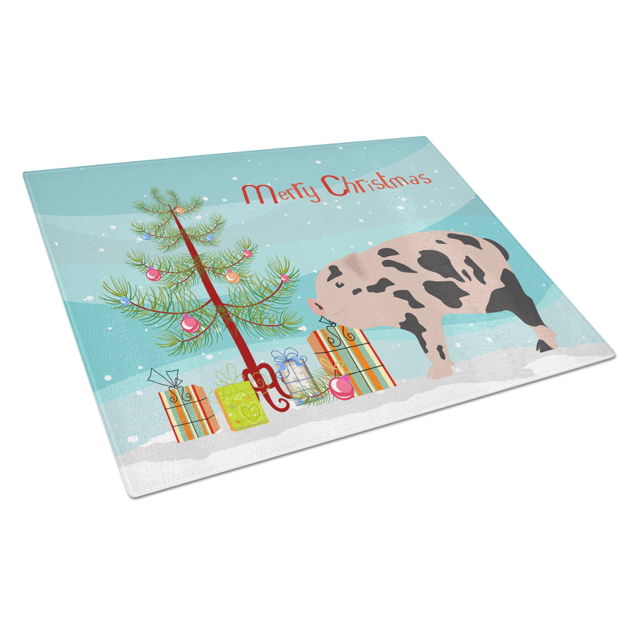 Mini Miniature Pig Christmas Glass Cutting Board - Large