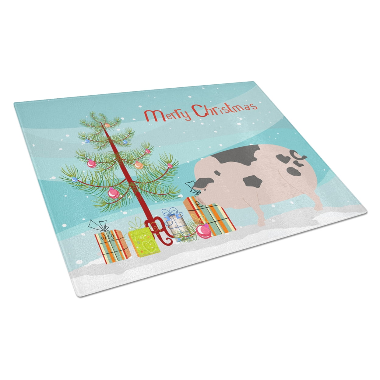 Gloucester Old Spot Pig Christmas Glass Cutting Board - Large